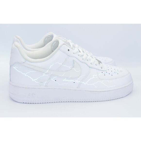 Nike Air Force 1 AF1 NEW Design White Reflective Lightning Custom Shoes 10.5 - Picture 3 of 11